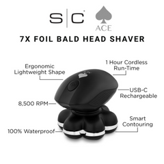 StyleCraft S/C ACE Bald Head Shaver – Professional 7X Foil Cordless Shaver – SC804B