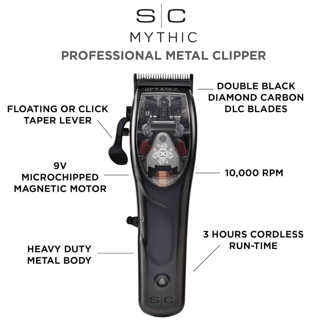 StyleCraft Mythic Professional Metal Hair Clipper With Microchipped Magnetic Motor Clippers StyleCraft/Gamma+ 