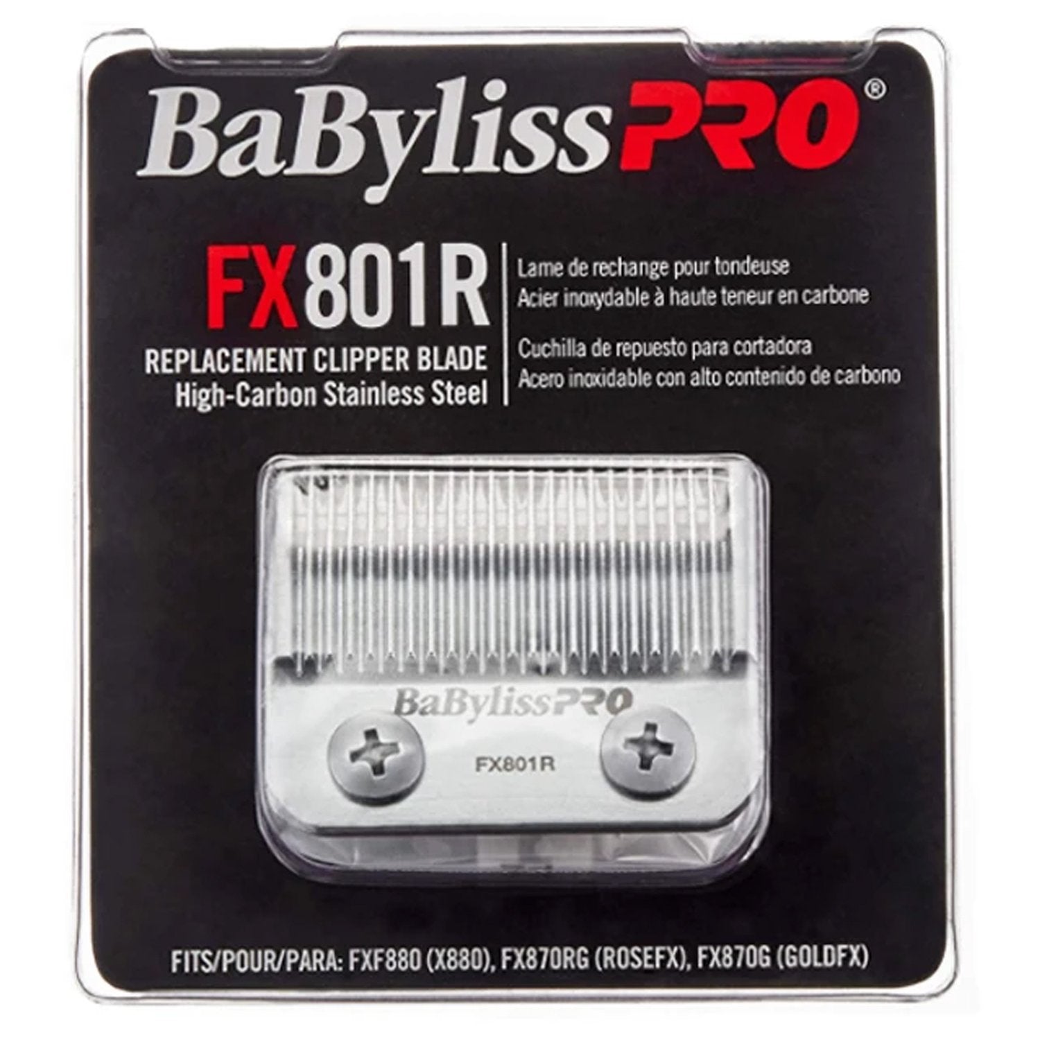 BabylissPro HIGH-CARBON STAINLESS STEEL REPLACEMENT CLIPPER BLADE FITS FXF880, FX870RG, FX870G #FX801R